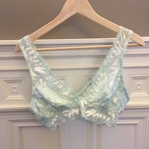 Aerie Mint Lace Bralette Deep V Size XL